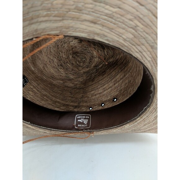 D'avila Palm Straw Black & White Rope Western Hat Made In Mexico Size 59-7 3/8 - Picture 8 of 9